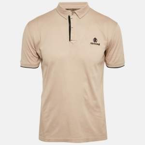 Roberto Cavalli Beige Cotton Pique Polo T-Shirt M