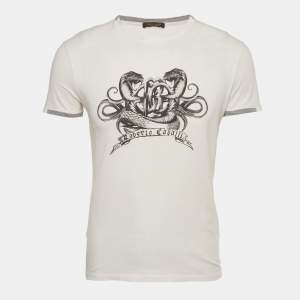 Pre Owned Roberto Cavalli Cream Printed Jersey T-Shirt M
