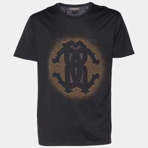 Roberto Cavalli Black Logo Detail Cotton Knit T-Shirt XXL