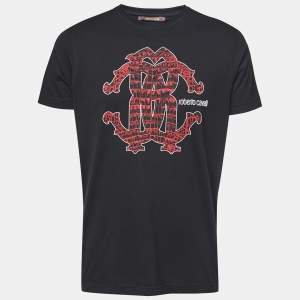 Roberto Cavalli Black Cotton Logo Print T-Shirt XL