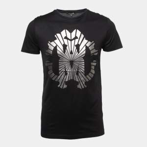Roberto Cavalli Black Logo Print Cotton Crew Neck T-Shirt S