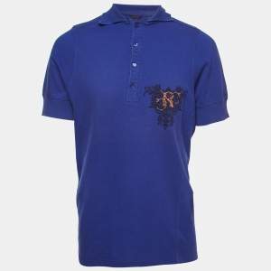 Roberto Cavalli Purple Logo Embroidered Cotton Polo T-Shirt XXXL