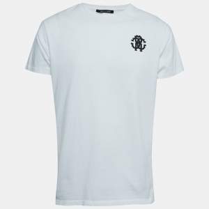 Pre Owned Roberto Cavalli White Logo Tiger Print Cotton Crew Neck T-Shirt XXL