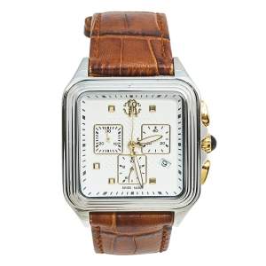 Roberto Cavalli White Two Tone Stainless Steel Crocodile Venom R7251692045 Men's Wristwatch 40 mm