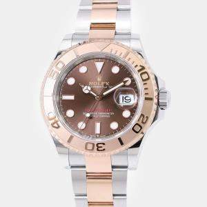 Rolex Brown 18k Rose Gold Stainless Steel Yacht-Master 126621 Automatic Men's Wristwatch 40 mm