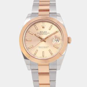 Rolex Sundust 18k Rose Gold Stainless Steel Datejust 126301 Automatic Men's Wristwatch 41 mm