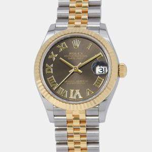 Rolex Dark Grey 18k Yellow Gold Stainless Steel Datejust Automatic Men's Wristwatch 31 mm