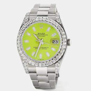 Rolex Custom Green 4.5ct Diamonds Stainless Steel Datejust II  Automatic Men's Wristwatch 41mm