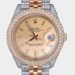Rolex champagne dial oyster steel yellow gold 13.9ct diamond bezel datejust 41 126333 Wristwatch