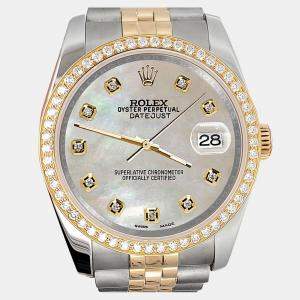Rolex Custom Champagne 1.1ct Diamonds 18K Yellow Gold Stainless Steel Datejust  Automatic Men's Wristwatch 36mm