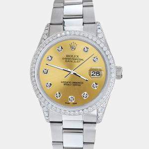 Rolex Custom Champagne 1.95ct Diamonds Stainless Steel Datejust  Automatic Men's Wristwatch 36mm