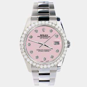 Rolex Custom Ice Pink 2.7ct Diamonds Stainless Steel Datejust 116200 Automatic Men's Wristwatch 36mm