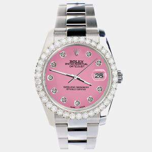 Rolex Custom Hot Pink 2.7ct Diamonds Stainless Steel Datejust 116200 Automatic Men's Wristwatch 36mm