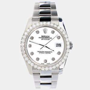 Rolex Custom White 2.7ct Diamonds Stainless Steel Datejust 116200 Automatic Men's Wristwatch 36mm