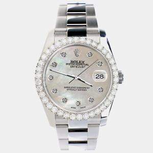 Rolex Custom Champagne 2.7ct Diamonds Stainless Steel Datejust 116200 Automatic Men's Wristwatch 36mm