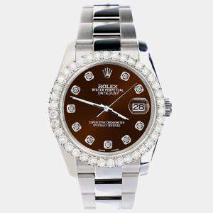 Rolex Custom Chocolate  2.7ct Diamonds Stainless Steel Datejust 116200 Automatic Men's Wristwatch 36mm