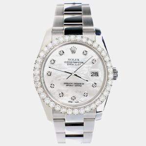 Rolex Custom White 2.7ct Diamonds Stainless Steel Datejust 116200 Automatic Men's Wristwatch 36mm