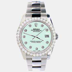 Rolex Custom Light Malachite 2.7ct Diamonds Stainless Steel Datejust 116200 Automatic Men's Wristwatch 36mm