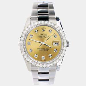 Rolex Custom Champagne 2.7ct Diamonds Stainless Steel Datejust 116200 Automatic Men's Wristwatch 36mm