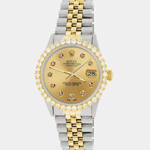 Rolex Custom Champagne 3.05CT Diamond 18K Yellow Gold Stainless Steel Datejust  Automatic Men's Wristwatch 36mm