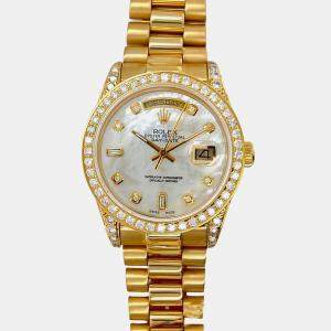 Rolex Custom White MOP 2.3CT Diamond 18K Yellow Gold Day-Date  Automatic Men's Wristwatch 36mm