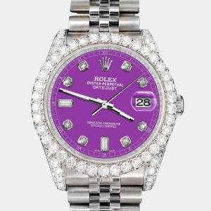 Rolex Custom Sangria 4CT Diamond Stainless Steel Datejust 116200 Automatic Men's Wristwatch 36mm