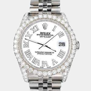 Rolex Custom White 4.2CT Diamond Stainless Steel Datejust 116200 Automatic Men's Wristwatch 36mm