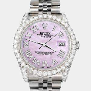 Rolex Custom Pink Pearl 4.2CT Diamond Stainless Steel Datejust 116200 Automatic Men's Wristwatch 36mm