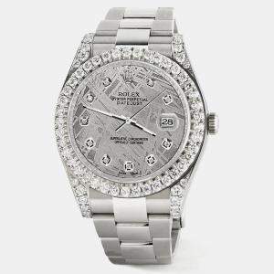 Rolex Custom Grey 4.5CT Diamond Stainless Steel Datejust II 116300 Automatic Men's Wristwatch 41 mm