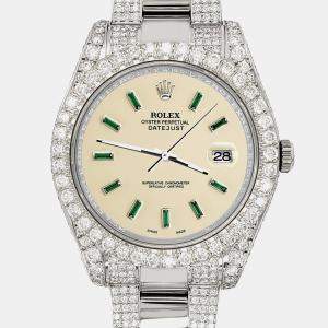 Rolex Custom 10.3CT Diamond Stainless Steel Datejust II 116300 Automatic Men's Wristwatch 41 mm