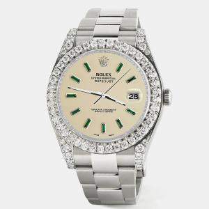 Rolex Custom 4.4CT Diamond Stainless Steel Datejust II 126300 Automatic Men's Wristwatch 41 mm