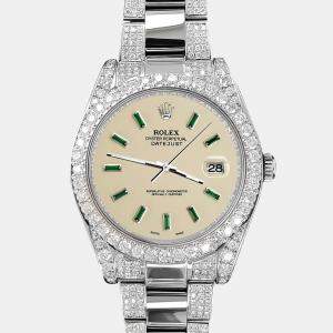 Rolex Custom 10.65CT Diamond Stainless Steel Datejust II 116300 Automatic Men's Wristwatch 41 mm