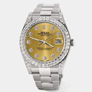 Rolex Custom Champagne 4.4CT Diamond Stainless Steel Datejust 126300 Automatic Men's Wristwatch 41 mm