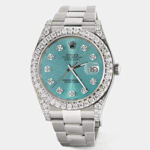 Rolex Custom Ice Blue 4.4CT Diamond Stainless Steel Datejust 126300 Automatic Men's Wristwatch 41 mm