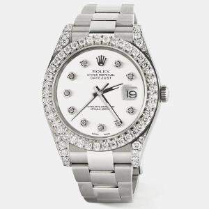 Rolex Custom White 4.4CT Diamond Stainless Steel Datejust 126300 Automatic Men's Wristwatch 41 mm