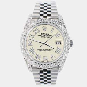 Rolex Custom 5.9CT Diamond Stainless Steel Datejust 126300 Automatic Men's Wristwatch 41 mm