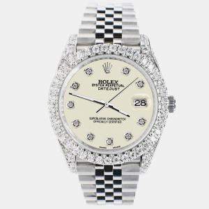 Rolex Custom 5.9CT Diamond Stainless Steel Datejust 126300 Automatic Men's Wristwatch 41 mm
