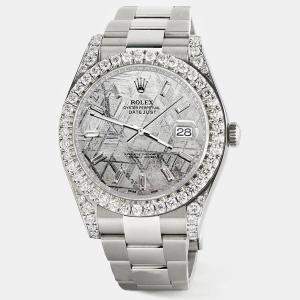 Rolex Custom Gray 4.5ct Diamond Stainless Steel Datejust II 116300 Automatic Men's Wristwatch 41 mm