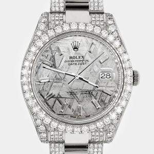 Rolex Custom Gray 10.3ct Diamond Stainless Steel Datejust II 116300 Automatic Men's Wristwatch 41 mm