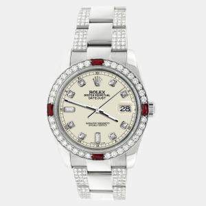 Rolex Custom 4.5CT Diamond Stainless Steel Datejust 116200 Automatic Men's Wristwatch 36 mm