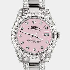 Rolex Custom Orchid Pink 4.5ct Diamond Stainless Steel Datejust II 116300 Automatic Men's Wristwatch 41 mm
