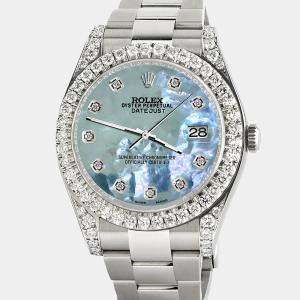 Rolex Custom Tahitian Blue  4.5ct Diamond Stainless Steel Datejust II 116300 Automatic Men's Wristwatch 41 mm