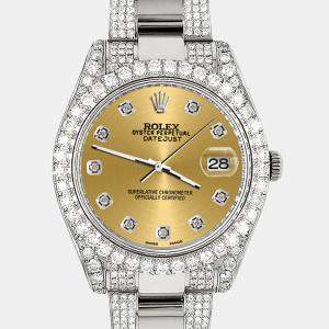 Rolex Custom Champagne 4.5ct Diamond Stainless Steel Datejust II 116300 Automatic Men's Wristwatch 41 mm