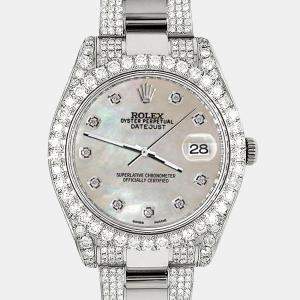 Rolex Custom Champagne MOP 4.5ct Diamond Stainless Steel Datejust II 116300 Automatic Men's Wristwatch 41 mm