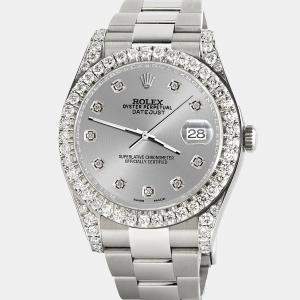Rolex Custom Silver 4.5ct Diamond Stainless Steel Datejust II 116300 Automatic Men's Wristwatch 41 mm