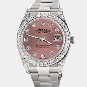 Rolex Custom Salmon 4.5ct Diamond Stainless Steel Datejust II 116300 Automatic Men's Wristwatch 41 mm