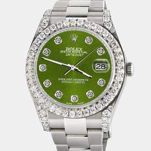 Rolex Custom Royal Green 4.5ct Diamond Stainless Steel Datejust II 116300 Automatic Men's Wristwatch 41 mm