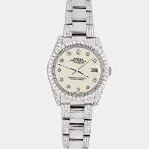 Rolex Custom 5.9CT Diamond Stainless Steel Datejust 116200 Automatic Men's Wristwatch 36 mm
