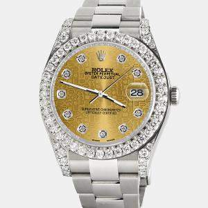 Rolex Custom Champagne 4.5ct Diamond Stainless Steel Datejust II 116300 Automatic Men's Wristwatch 41 mm