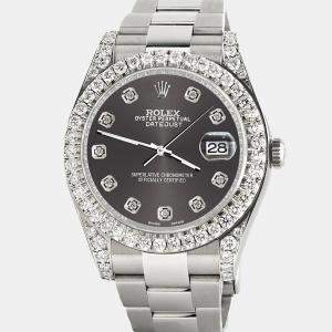 Rolex Custom Rhodium Grey 4.5ct Diamond Stainless Steel Datejust II 116300 Automatic Men's Wristwatch 41 mm